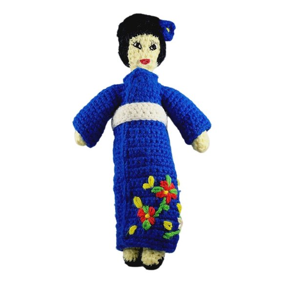 Handmade Toys Vintage Crochet Japanese Geisha Doll Handmade
